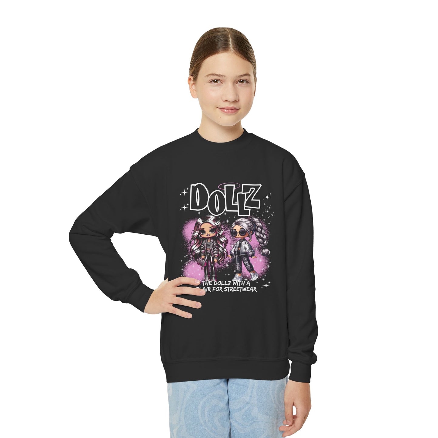 Fashion Statement Dollz Sweatshirt - Purple Spray Paint, Streetwear Dolls, Kids' Trendy Style