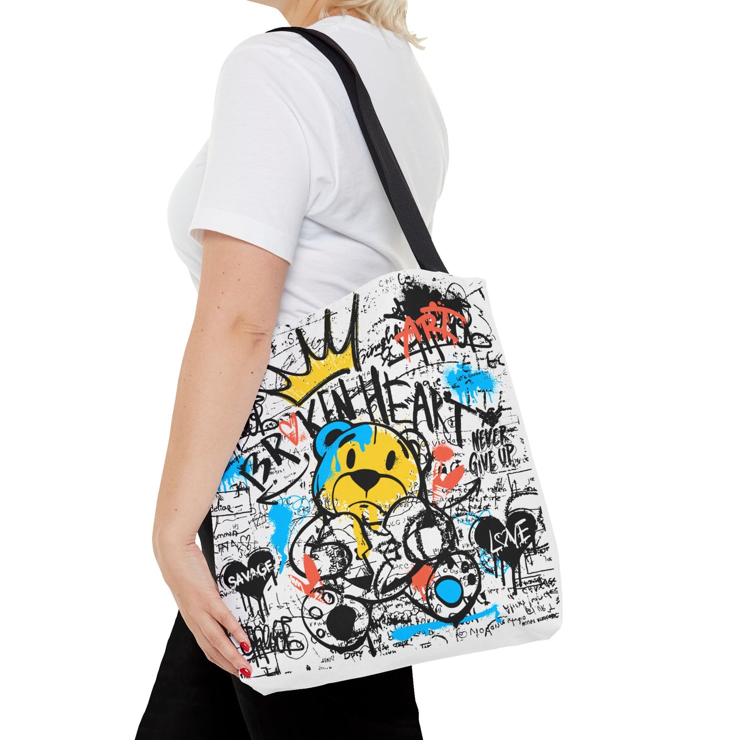 Broken Heart Graffiti Tote | Bold Street Style Accessory - KismetWonders