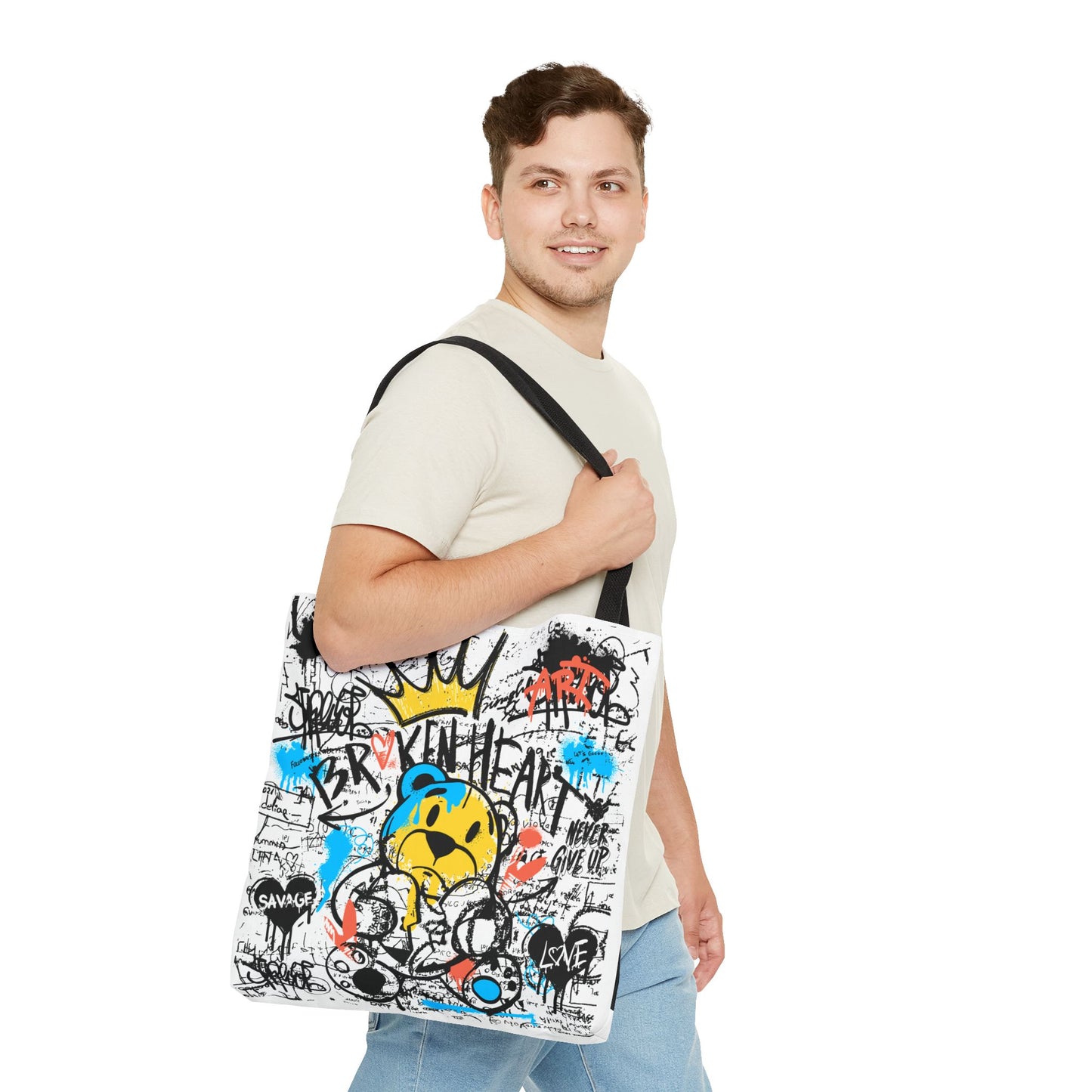 Broken Heart Graffiti Tote | Bold Street Style Accessory - KismetWonders