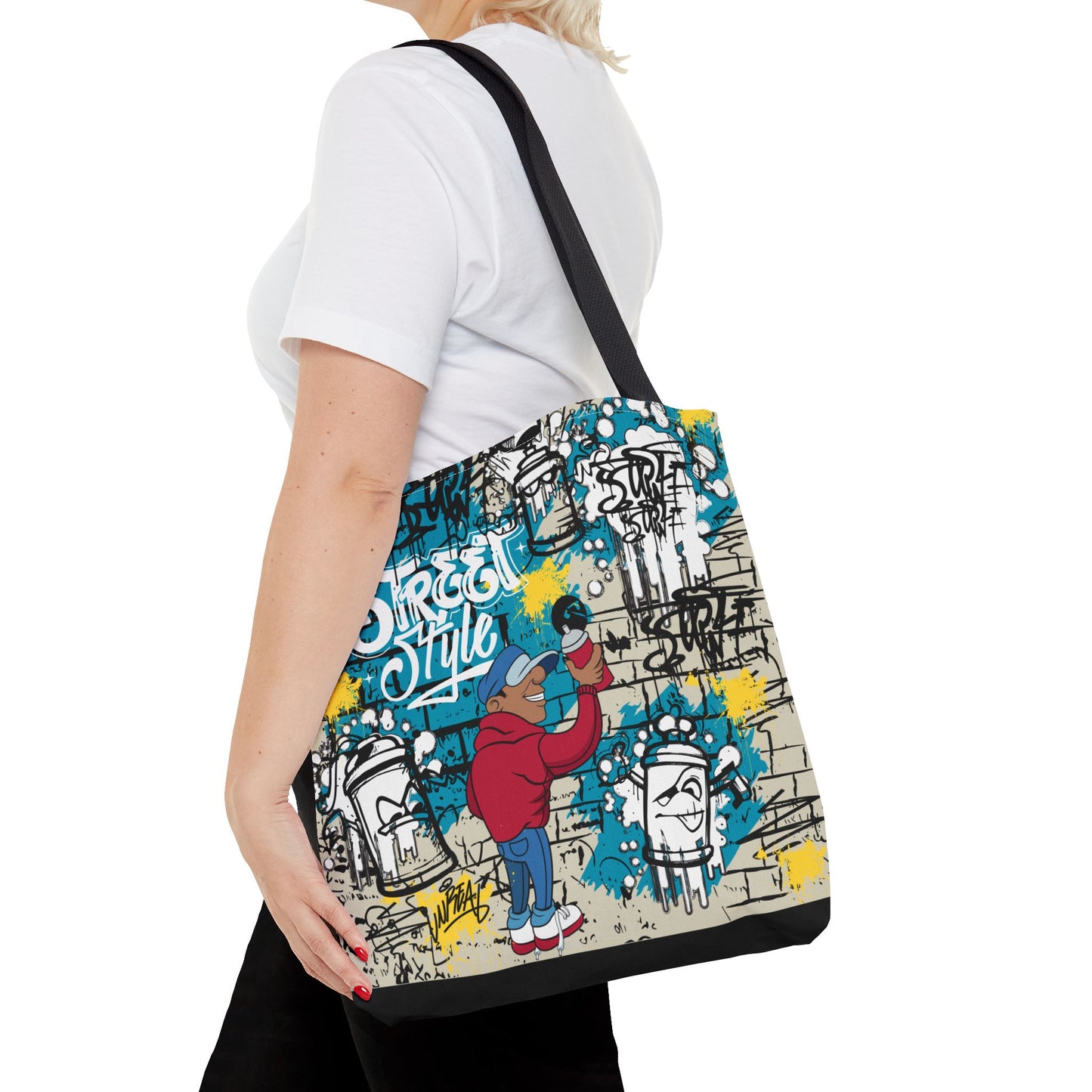 Urban Graffiti Tote | Black & Grey Streetwear Style - KismetWonders
