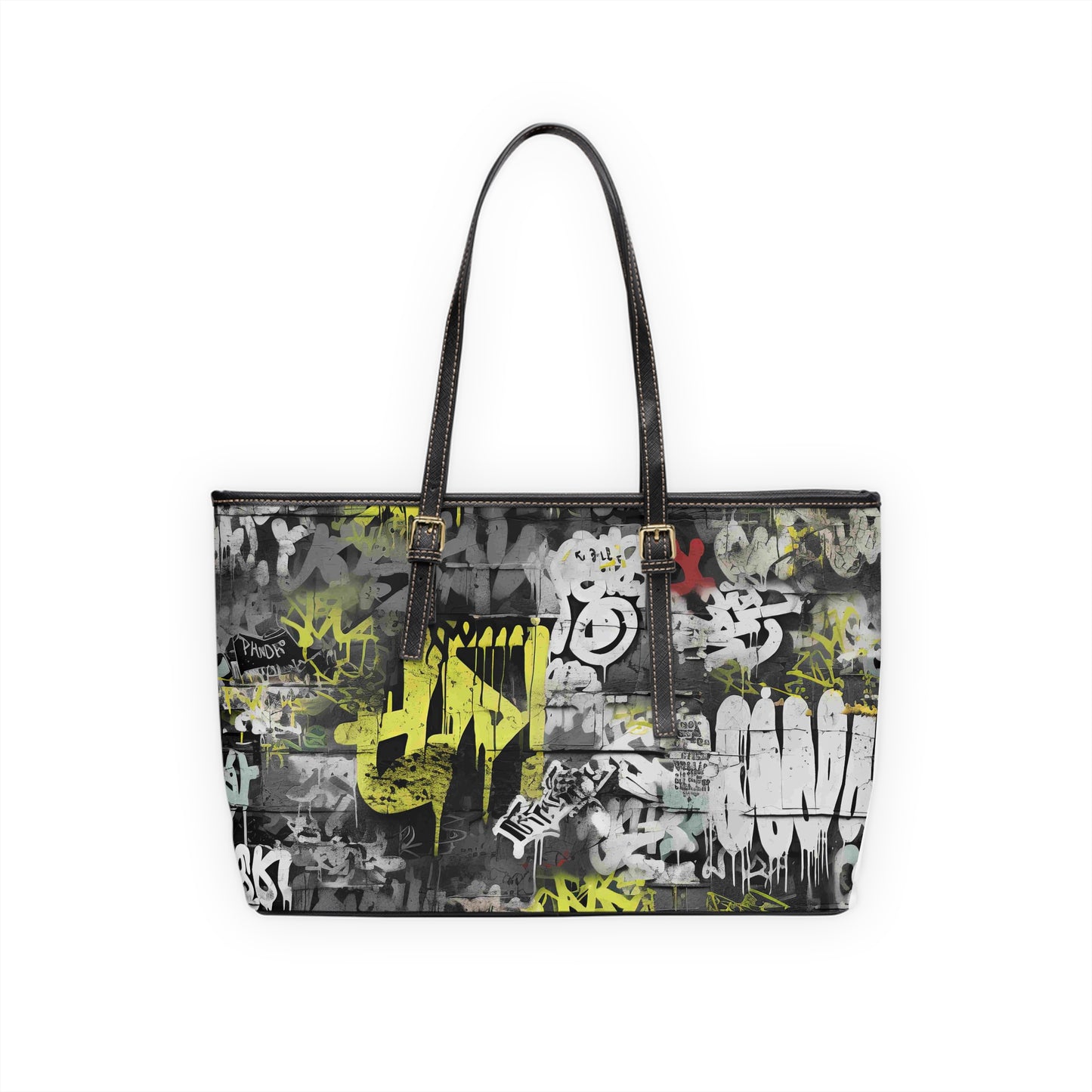 Statement Street Style Leather Tote | Graffiti-Inspired Urban Fashion Bag - KismetWonders