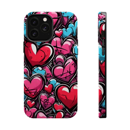 Express your Unique Style with our Graffiti Hearts Valentine's Day Phone Case - Compatible with iPhone 15, 14, and 13 | Magsafe Phone Case