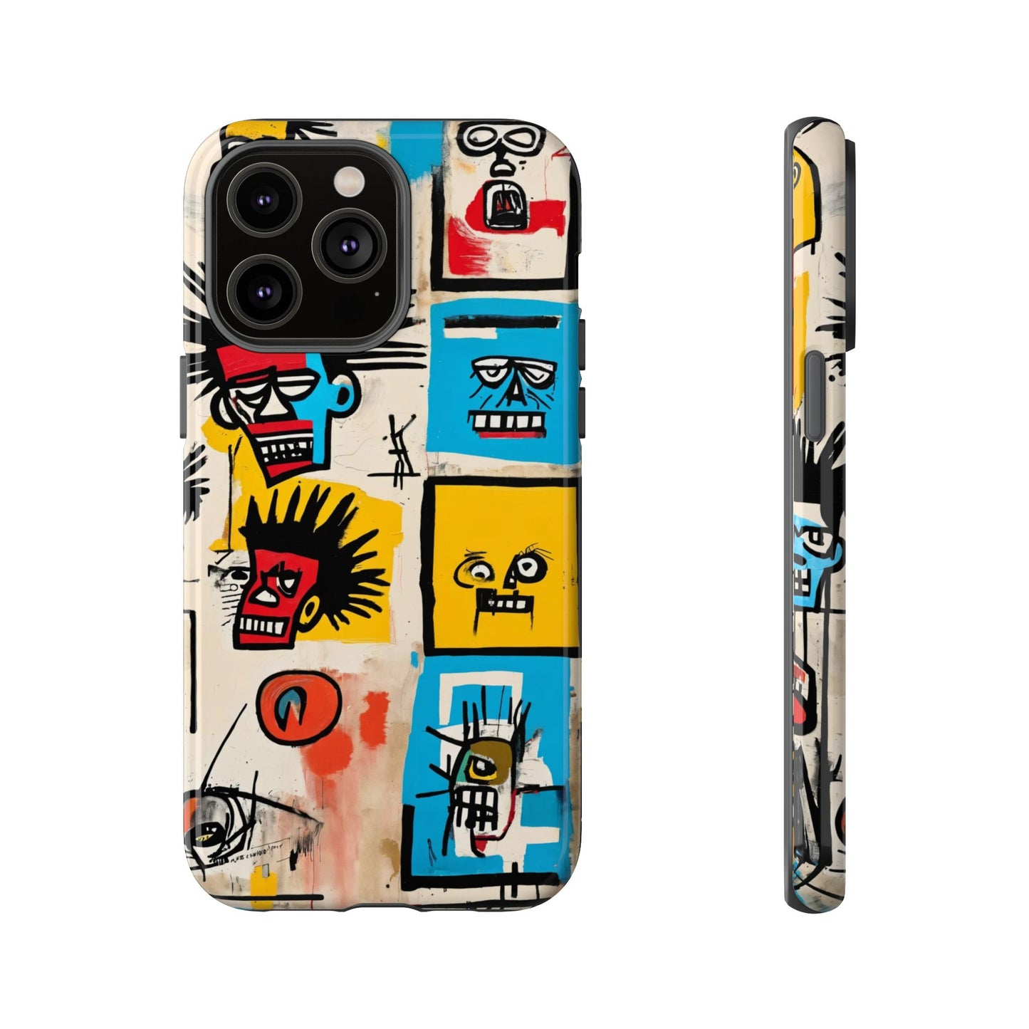 Unique Basquiat-Inspired Phone Case - Colorful Art Graffiti Cover for iPhone 15-11 & Samsung 24-10