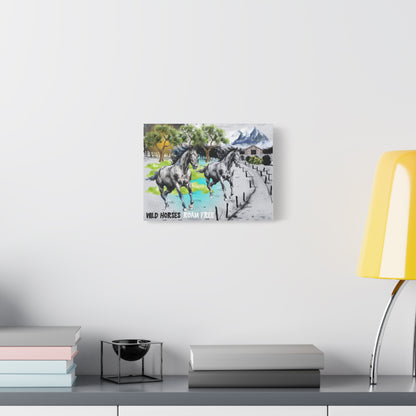 Wild Horses Roam Free Canvas Art - Rustic Nature Decor for Animal Lovers
