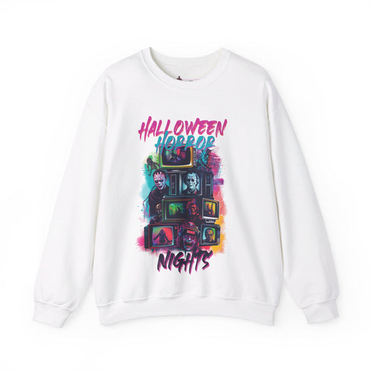 Colorful Halloween Horror White Unisex Sweatshirt