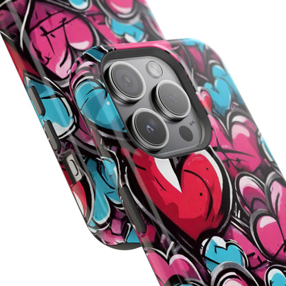 Express your Unique Style with our Graffiti Hearts Valentine's Day Phone Case - Compatible with iPhone 15, 14, and 13 | Magsafe Phone Case