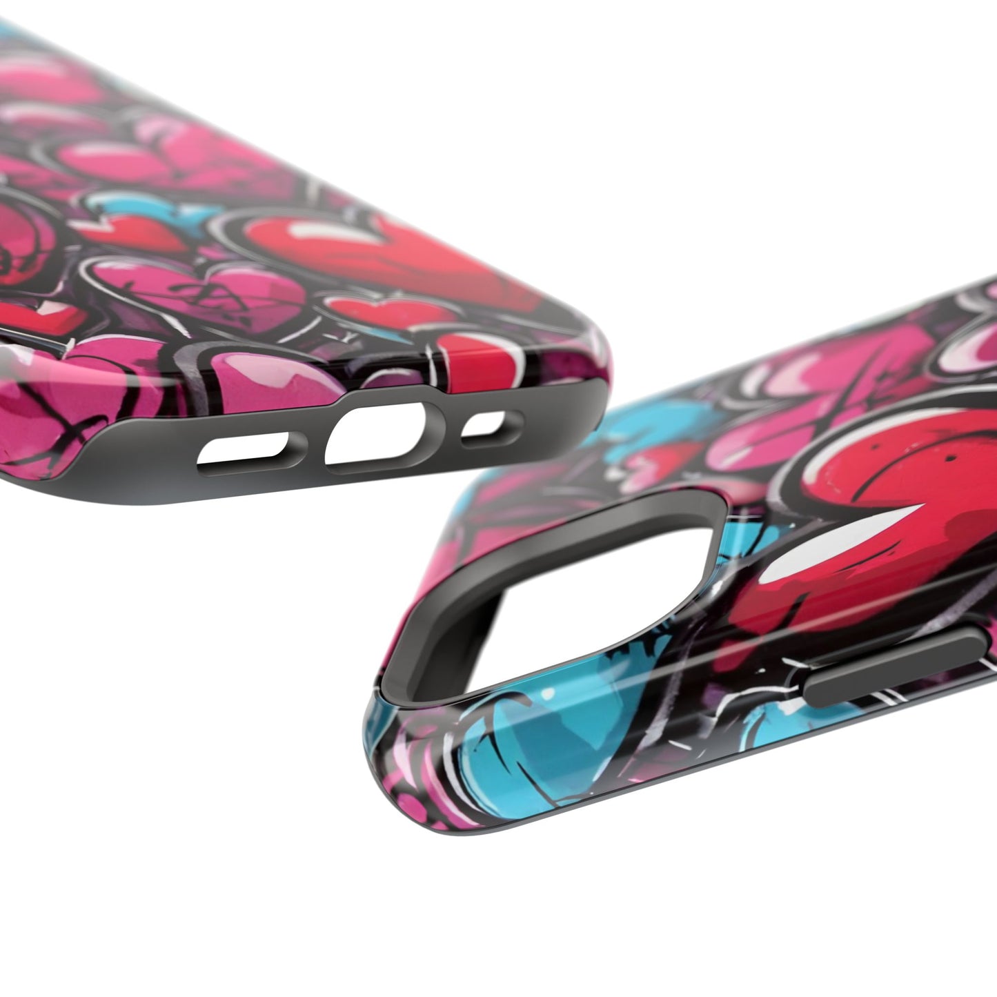 Express your Unique Style with our Graffiti Hearts Valentine's Day Phone Case - Compatible with iPhone 15, 14, and 13 | Magsafe Phone Case