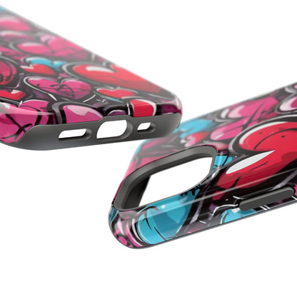 Express your Unique Style with our Graffiti Hearts Valentine's Day Phone Case - Compatible with iPhone 15, 14, and 13 | Magsafe Phone Case