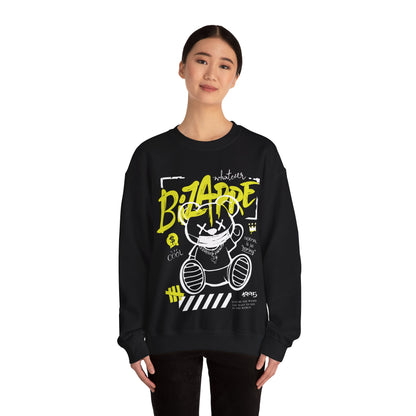 Bold Black Sweatshirt with Yellow and White Graffiti Print - Unique Fall Wear