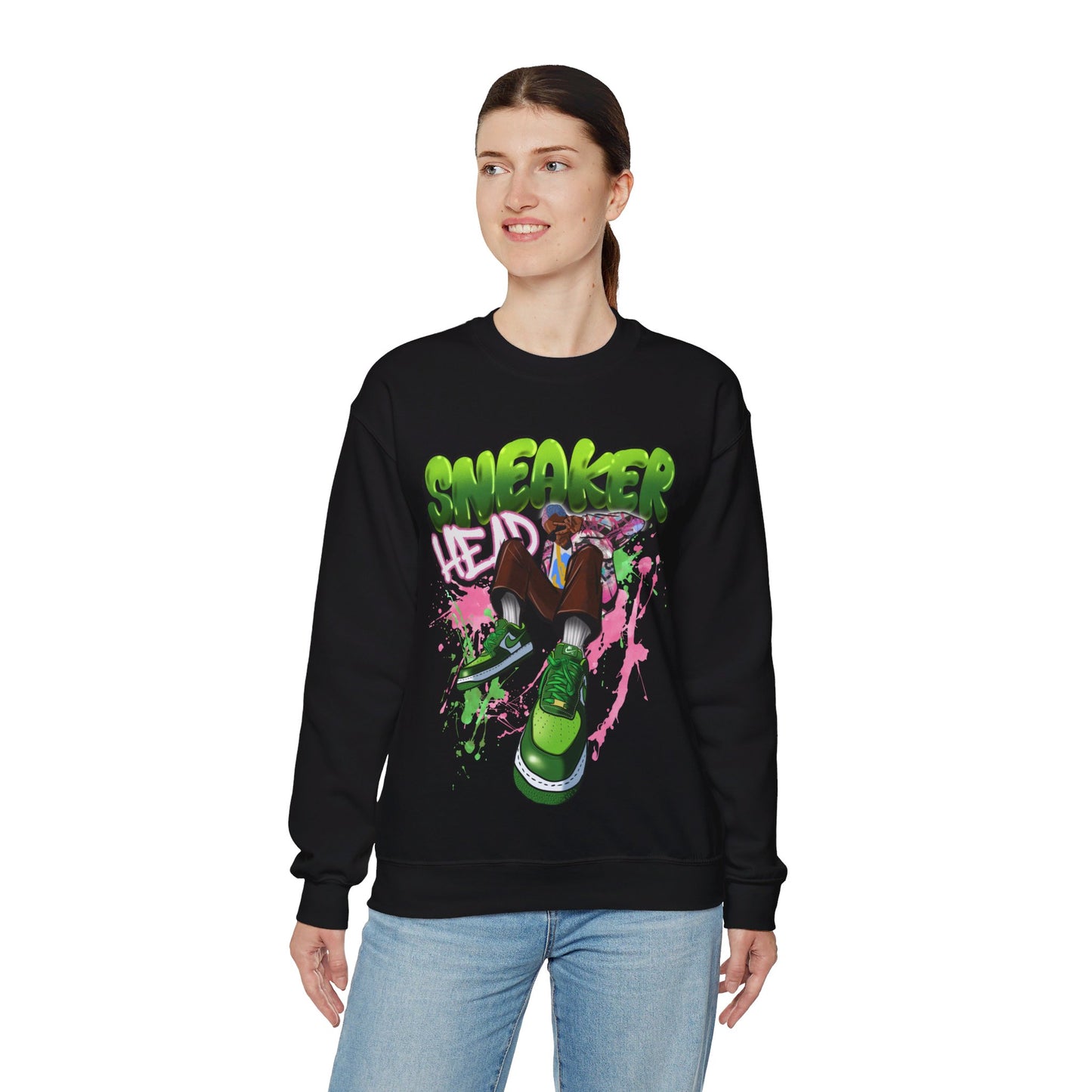 Sneaker Head Graffiti Style Sweatshirt - Bold Pink and Green Font - Street Style Fashion