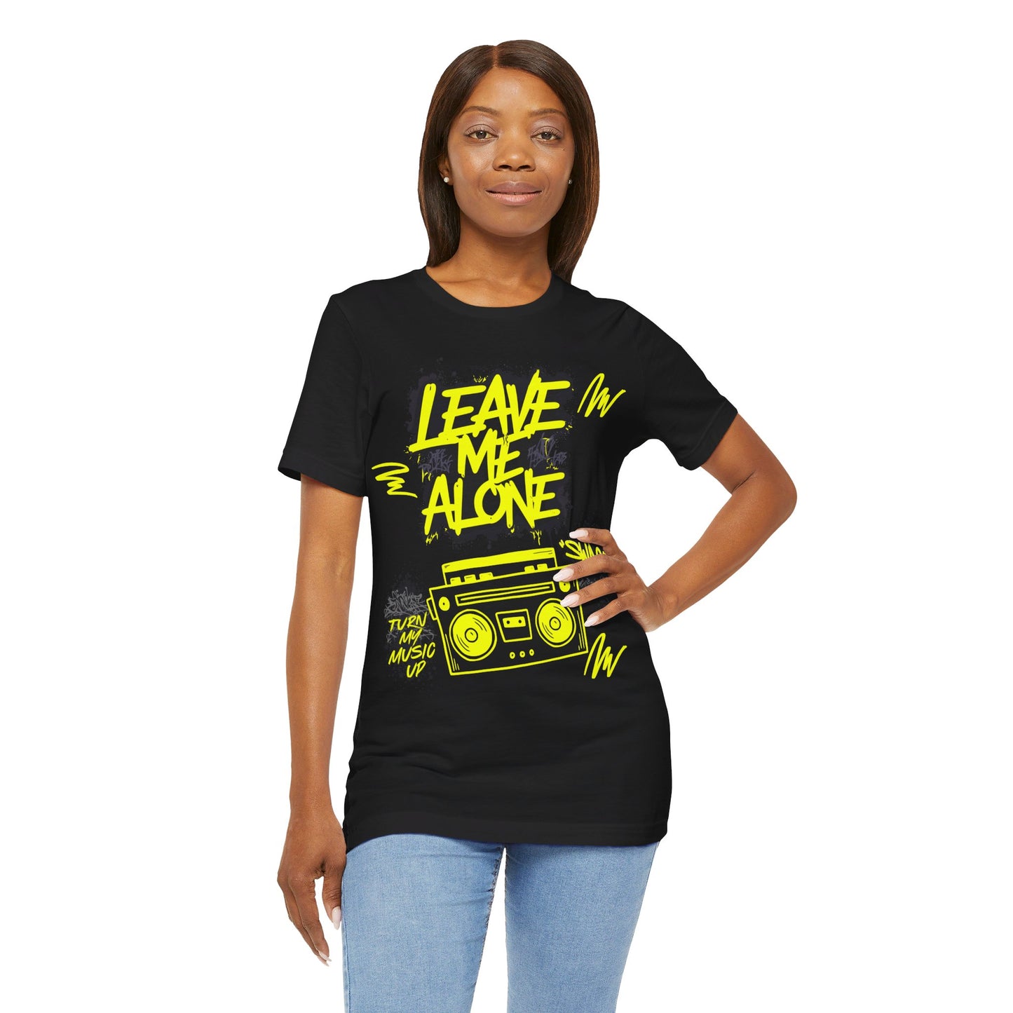 Vibrant Music Statement Tee - 'Leave Me Alone' & 'Turn Up My Music' - Unisex