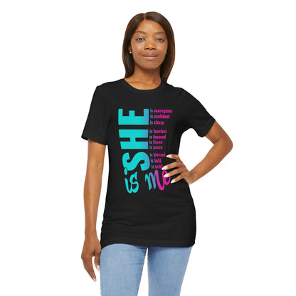 Empowering 'She Is Me' Tee | Black Ombre Blue Purple | Positive Affirmations