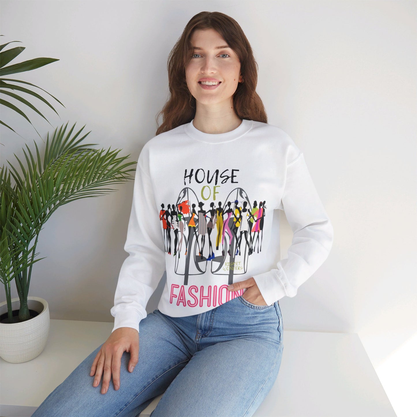 Bold and Artistic Sweatshirt with Vogue-Inspired Runway Models! Fashion-Forward Sweatshirt with Eclectic Ensembles