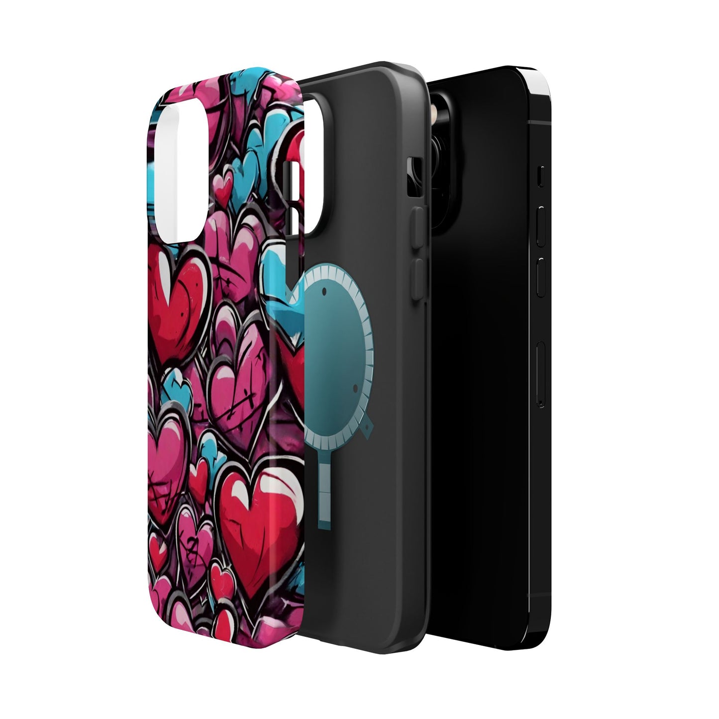 Express your Unique Style with our Graffiti Hearts Valentine's Day Phone Case - Compatible with iPhone 15, 14, and 13 | Magsafe Phone Case