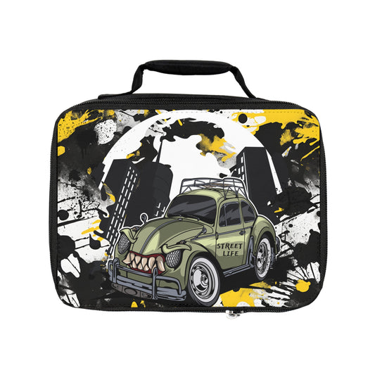 Graffiti Style Lunch Bag with Ferocious Car and Street Life Design