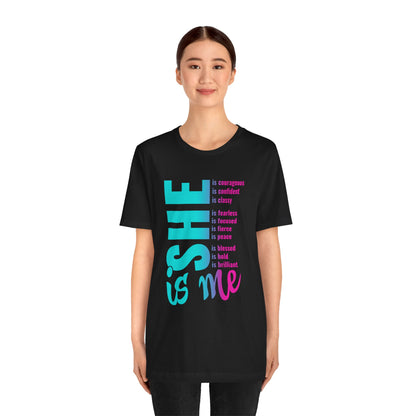 Empowering 'She Is Me' Tee | Black Ombre Blue Purple | Positive Affirmations