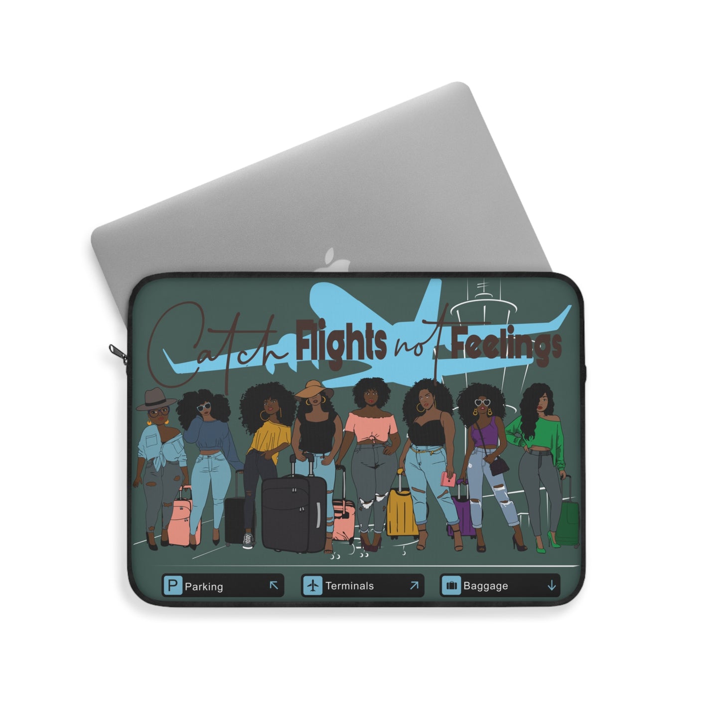 Trendy 'Catch Flight Not Feelings' Laptop Sleeve for Globetrotters