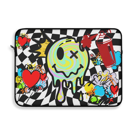 Graffiti Masterpiece Laptop Case with Melted Smiley Face and Vibrant Graffiti Graphics