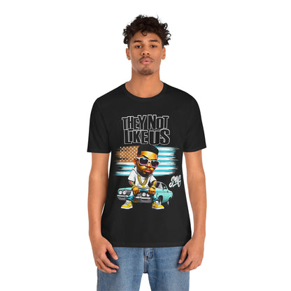 Hip-Hop Street Style: 'They Not Like Us' Black T-Shirt with Cartoon Character Design