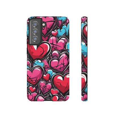 Express your Unique Style with our Graffiti Hearts Valentine's Day Phone Case - Compatible with Samsung Galaxy 23, 22, 20, and 10