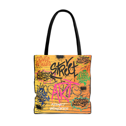 Stand Out in Style: Vibrant Artsy Tote Featuring Captivating Street Art & Music Theme