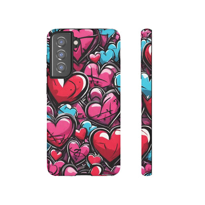 Express your Unique Style with our Graffiti Hearts Valentine's Day Phone Case - Compatible with Samsung Galaxy 23, 22, 20, and 10