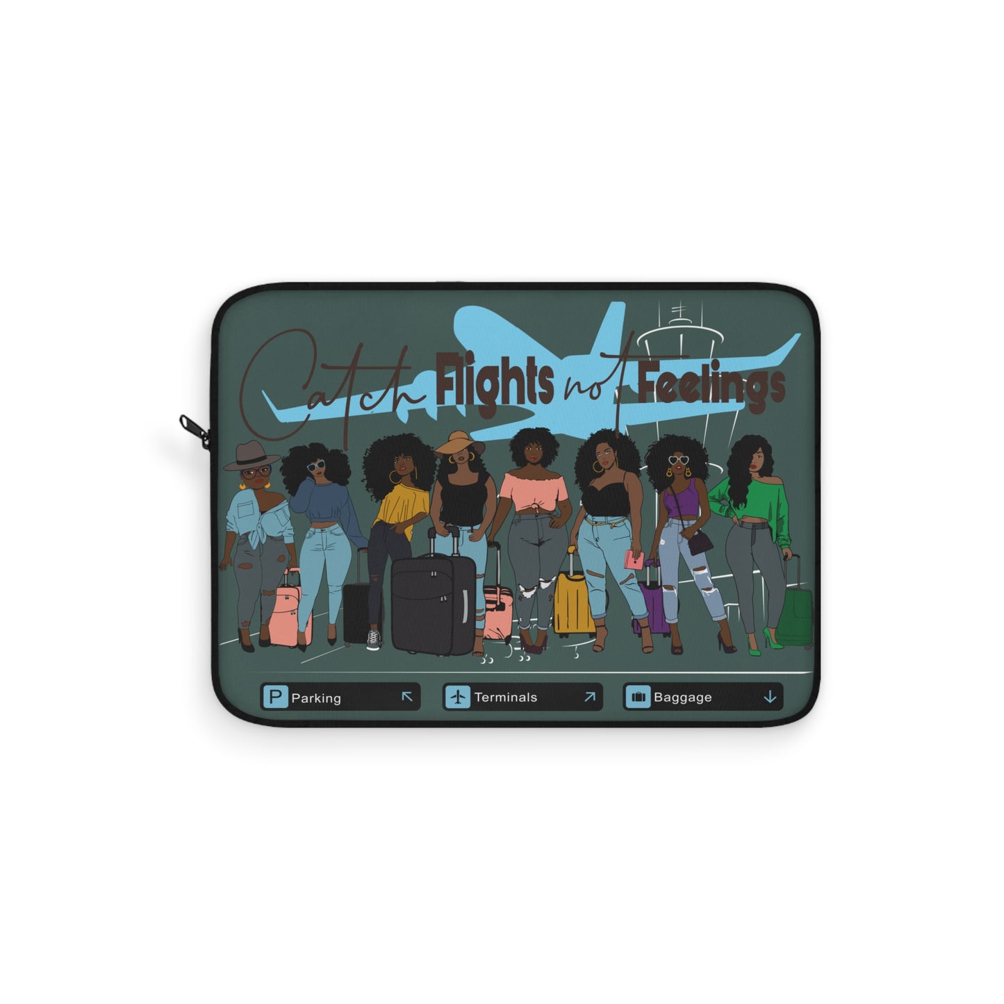 Trendy 'Catch Flight Not Feelings' Laptop Sleeve for Globetrotters
