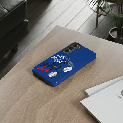 Dark Blue Live Music Art Samsung Galaxy Phone Case with Colorful Music Notes