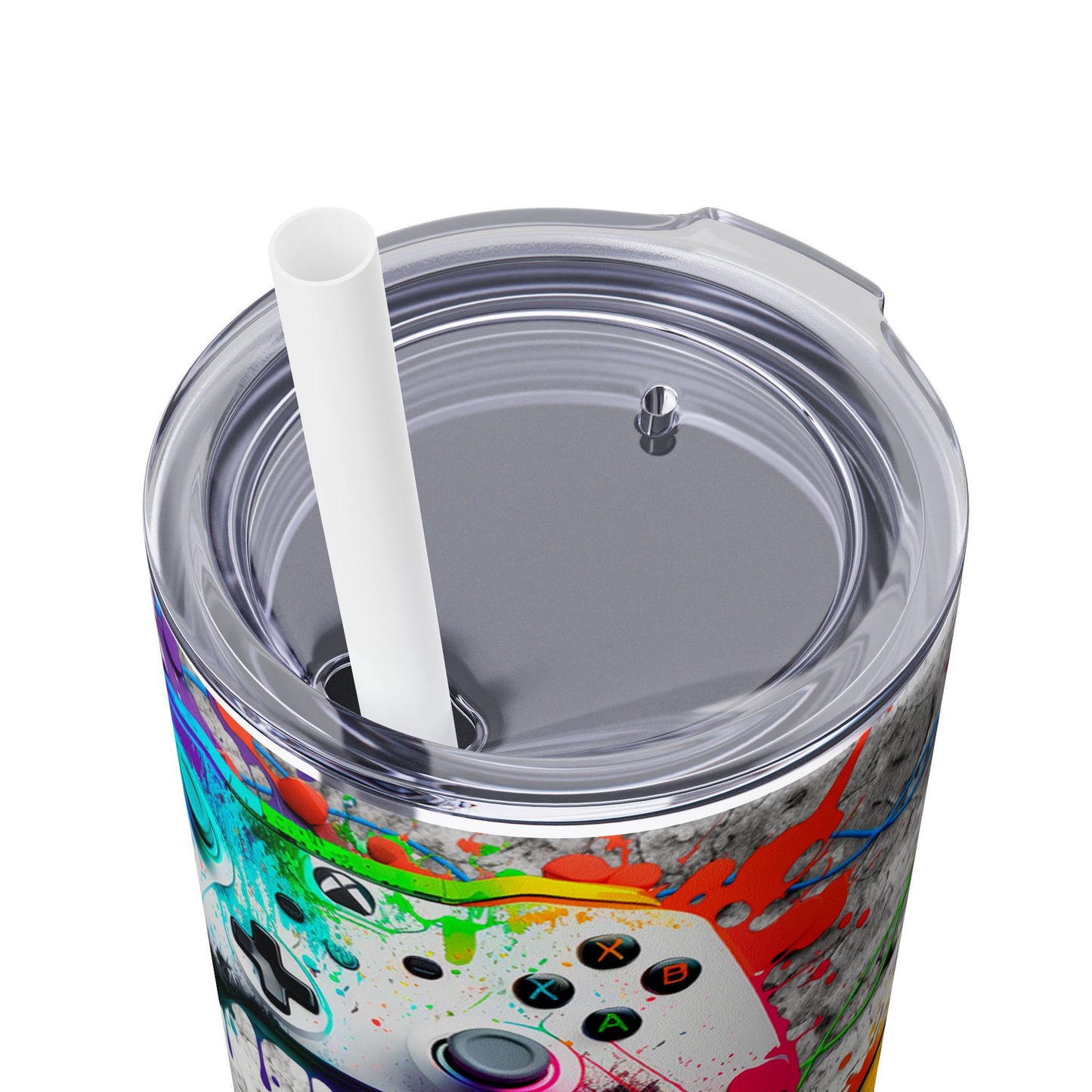 200z Game Controller Tumbler with Colorful Spray Paint - Unique Gamer Gift