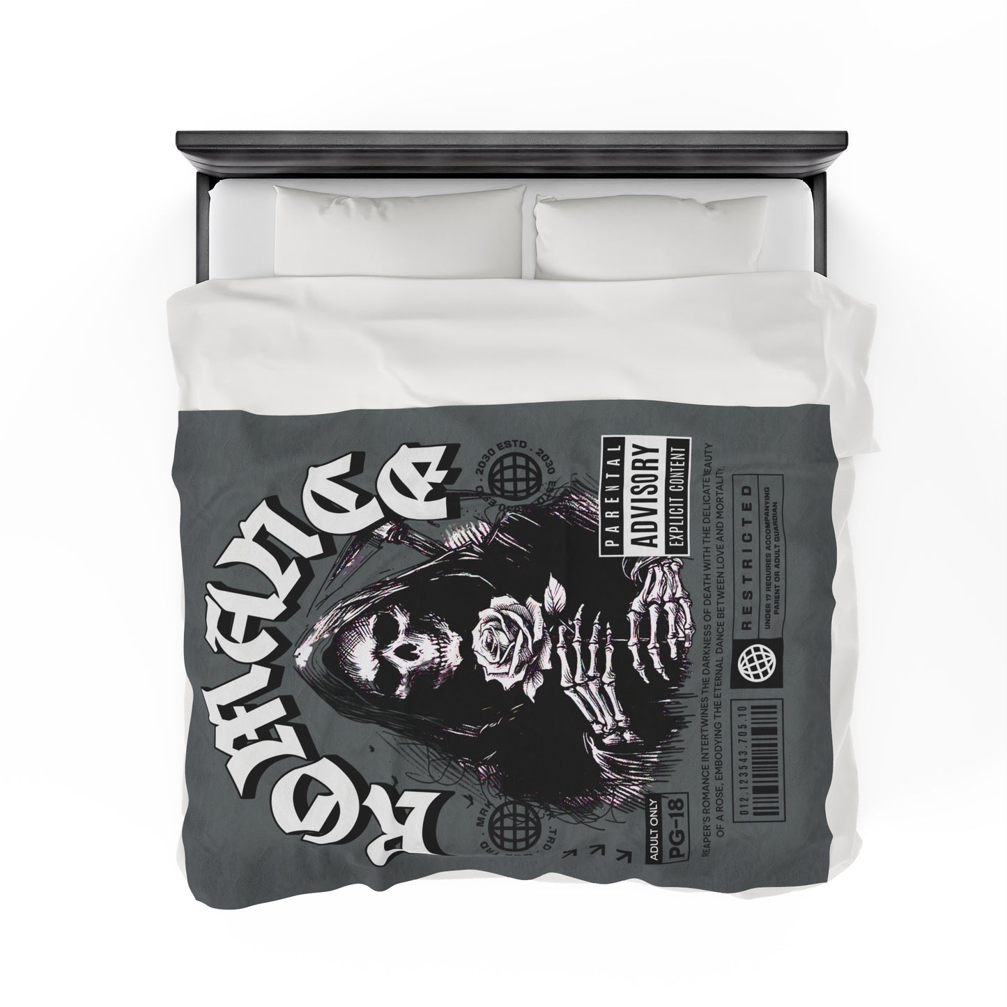 Romantic Dance of Death Blanket with Grey 'Romance' Design - Halloween Home Decor