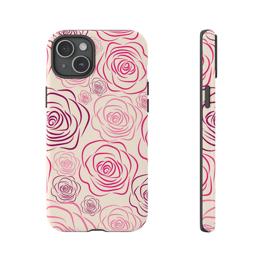 Floral Abstract Delight: Pink and Purple Rose Print Phone Case for iPhone and Samsung Galaxy