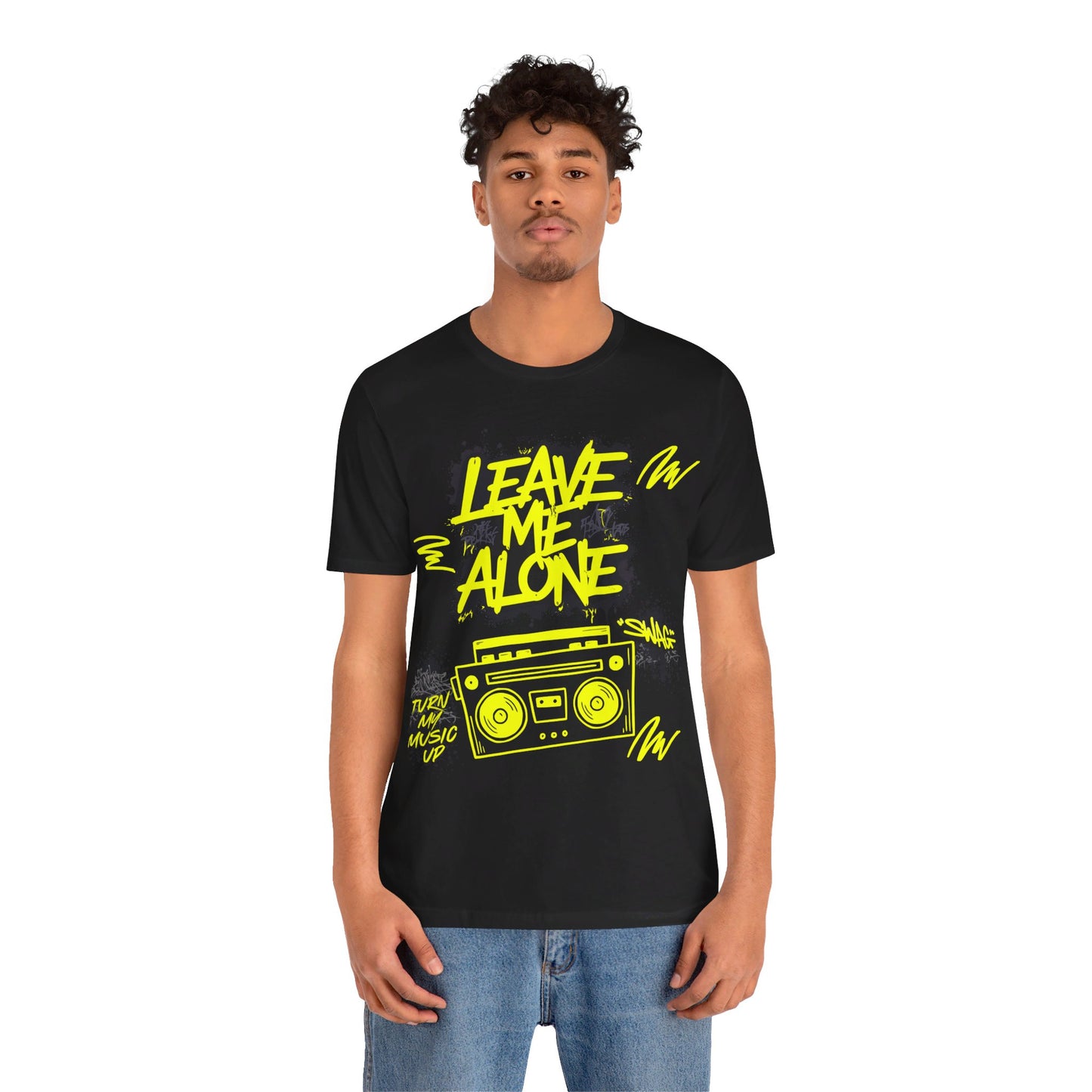 Vibrant Music Statement Tee - 'Leave Me Alone' & 'Turn Up My Music' - Unisex