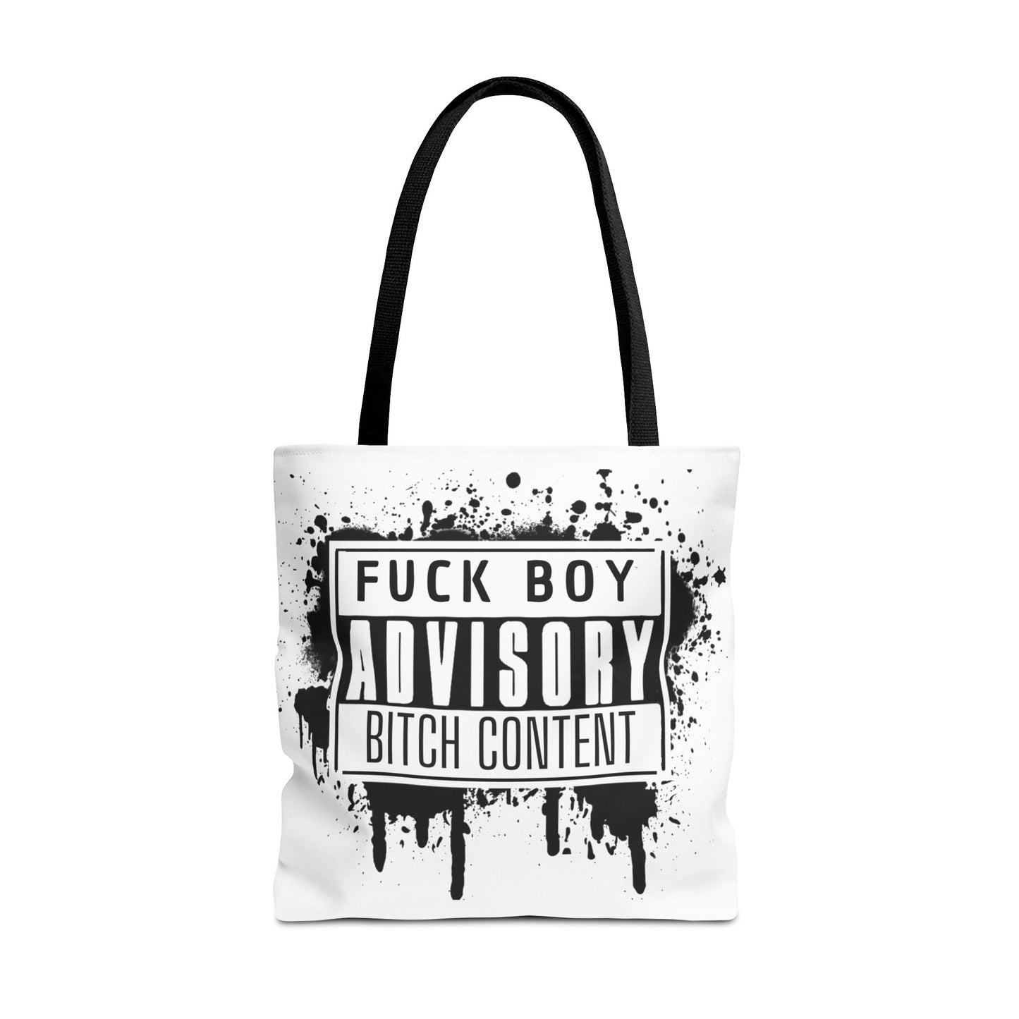 Graffiti Style Fuck Boy Advisory Tote Bag with Bold Wording - Bitch Content | Edgy Graffiti Tote Bag for Statement Lovers