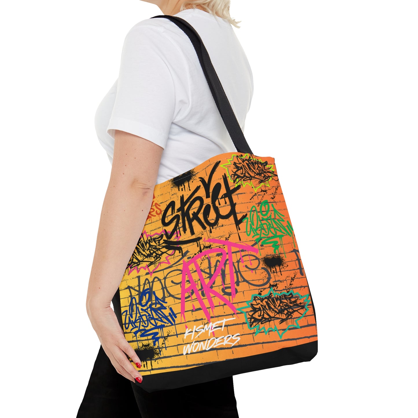 Stand Out in Style: Vibrant Artsy Tote Featuring Captivating Street Art & Music Theme