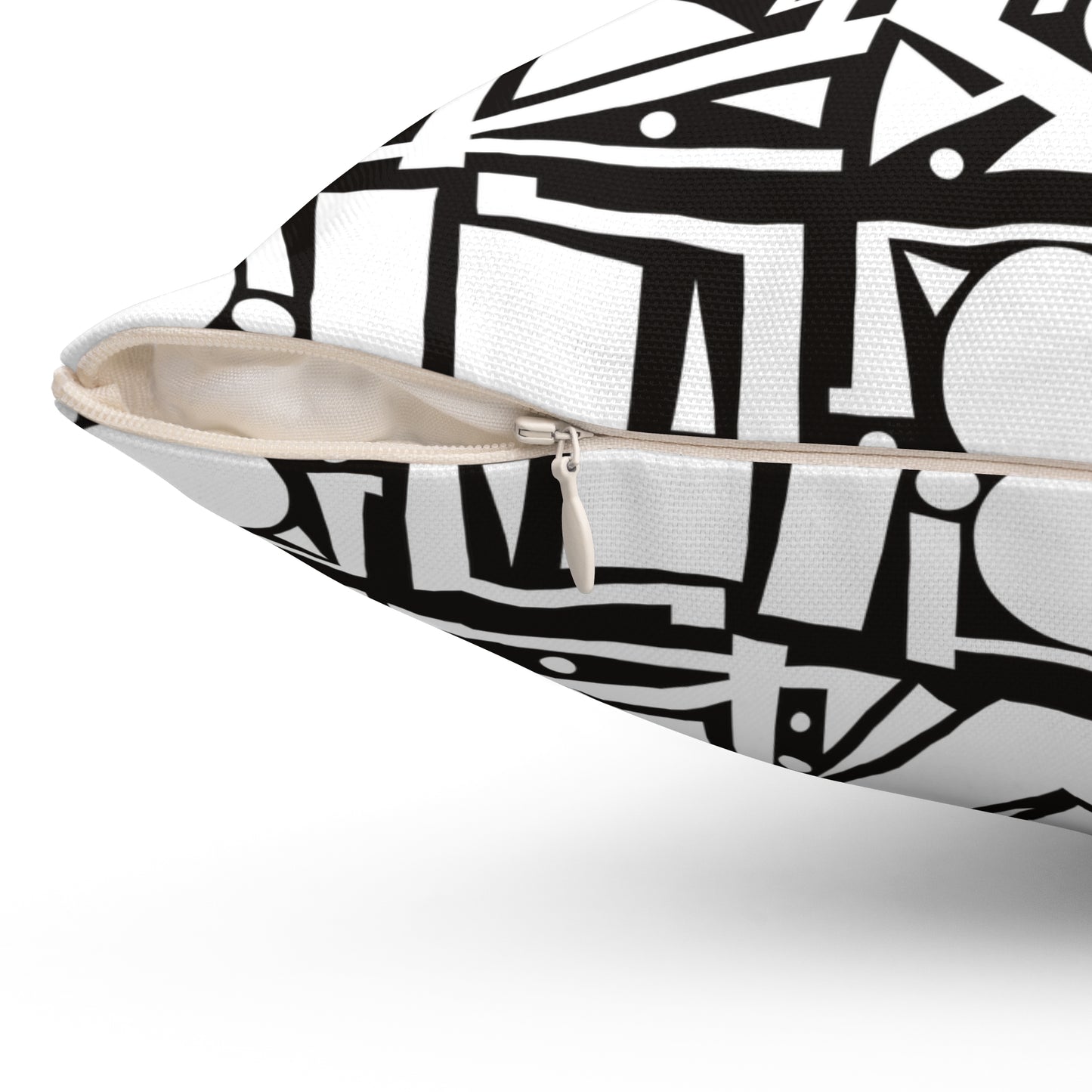 Modern Geometric Shapes Pillow White and Black Square Pattern, Home Decor Accent