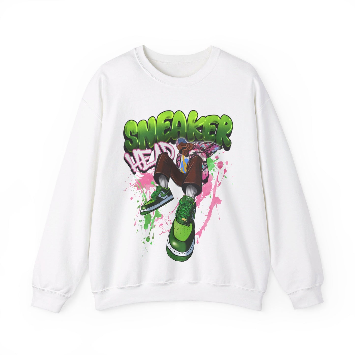 Sneaker Head Graffiti Style Sweatshirt - Bold Pink and Green Font - Street Style Fashion