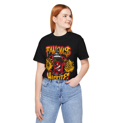 Bold Street Style Tee with 'Famous Hustle' Graffiti Art - Black Unisex Top