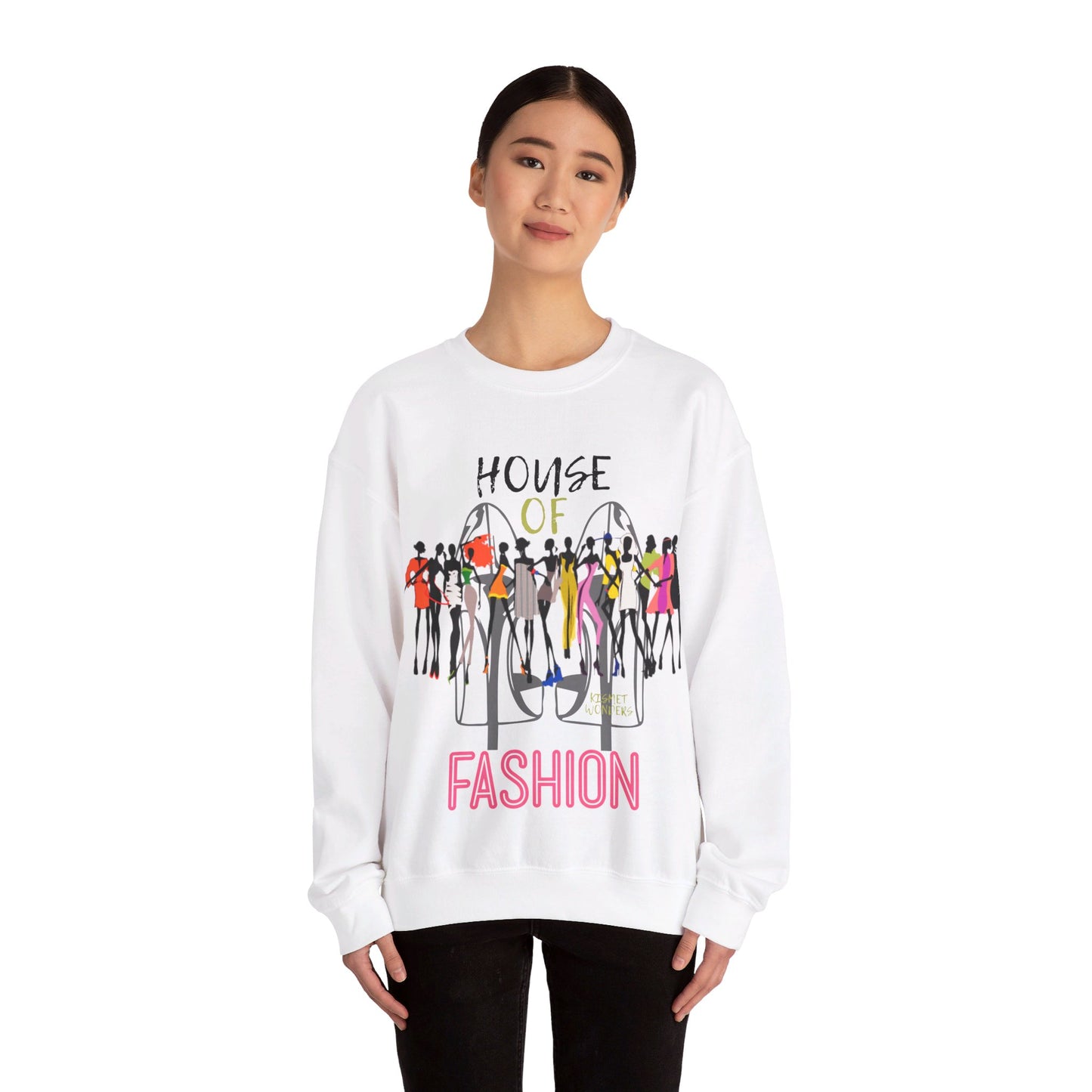 Bold and Artistic Sweatshirt with Vogue-Inspired Runway Models! Fashion-Forward Sweatshirt with Eclectic Ensembles