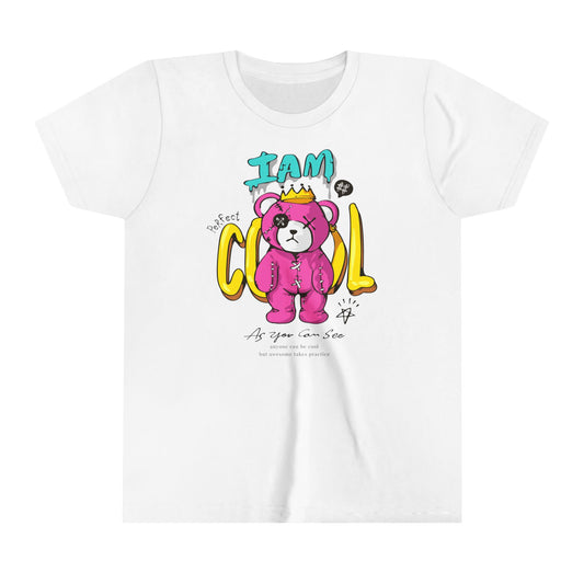 I Am Cool Graffiti Bear Tee - Street Style Confidence Booster for Kids