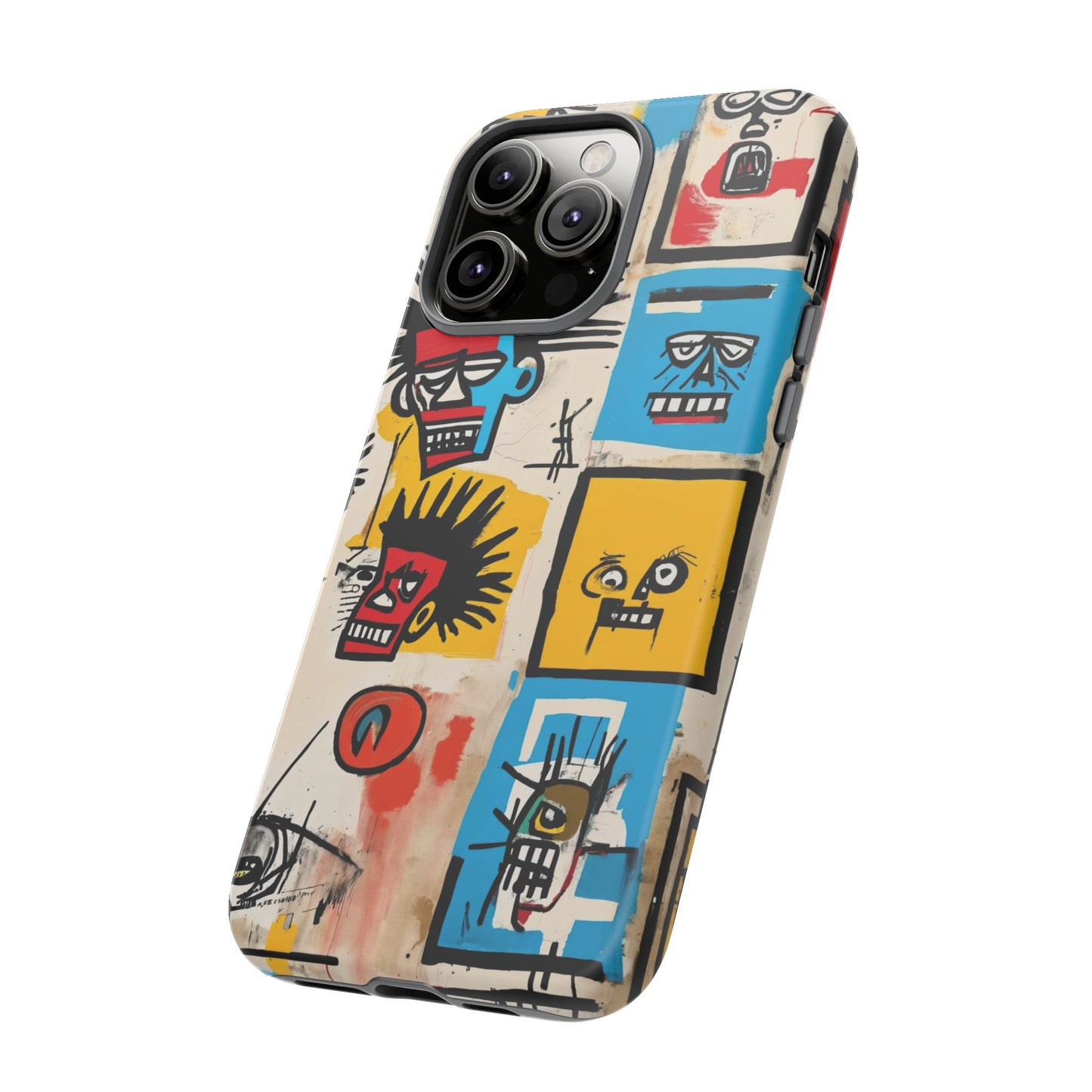 Unique Basquiat-Inspired Phone Case - Colorful Art Graffiti Cover for iPhone 15-11 & Samsung 24-10