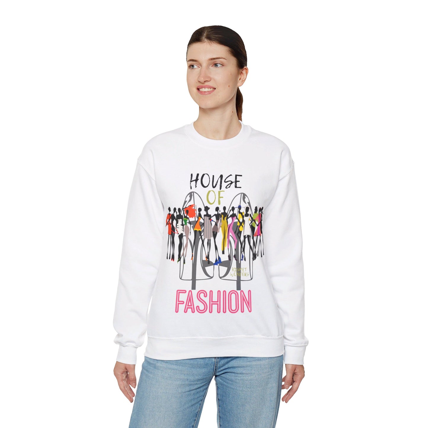 Bold and Artistic Sweatshirt with Vogue-Inspired Runway Models! Fashion-Forward Sweatshirt with Eclectic Ensembles