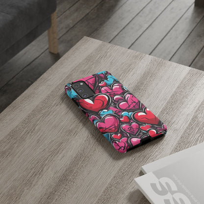 Express your Unique Style with our Graffiti Hearts Valentine's Day Phone Case - Compatible with Samsung Galaxy 23, 22, 20, and 10