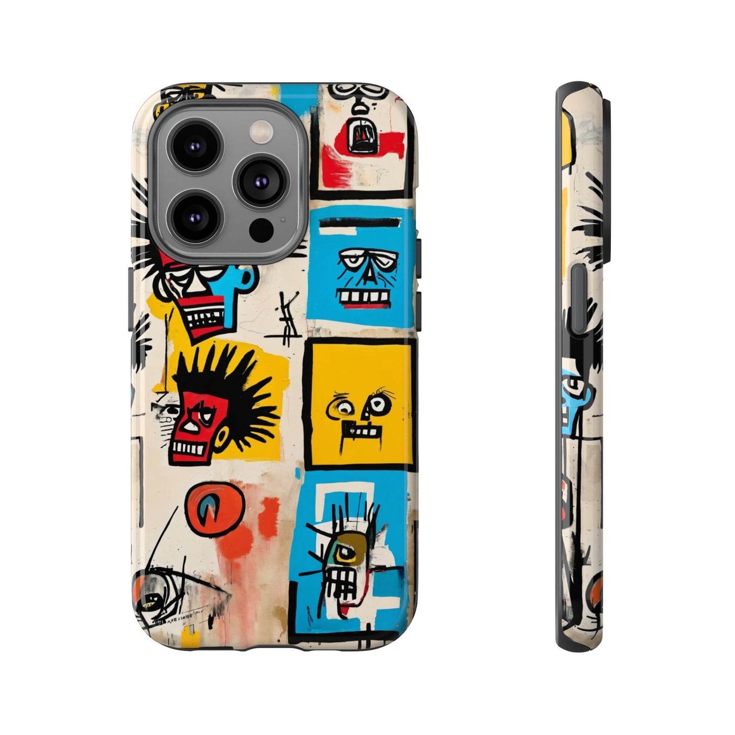 Unique Basquiat-Inspired Phone Case - Colorful Art Graffiti Cover for iPhone 15-11 & Samsung 24-10