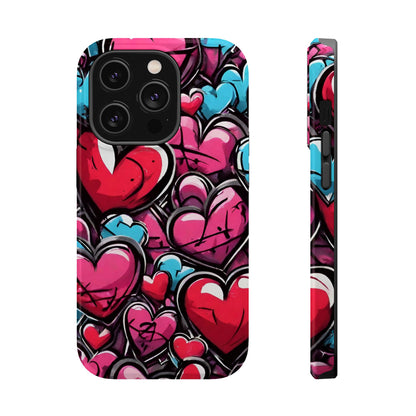 Express your Unique Style with our Graffiti Hearts Valentine's Day Phone Case - Compatible with iPhone 15, 14, and 13 | Magsafe Phone Case