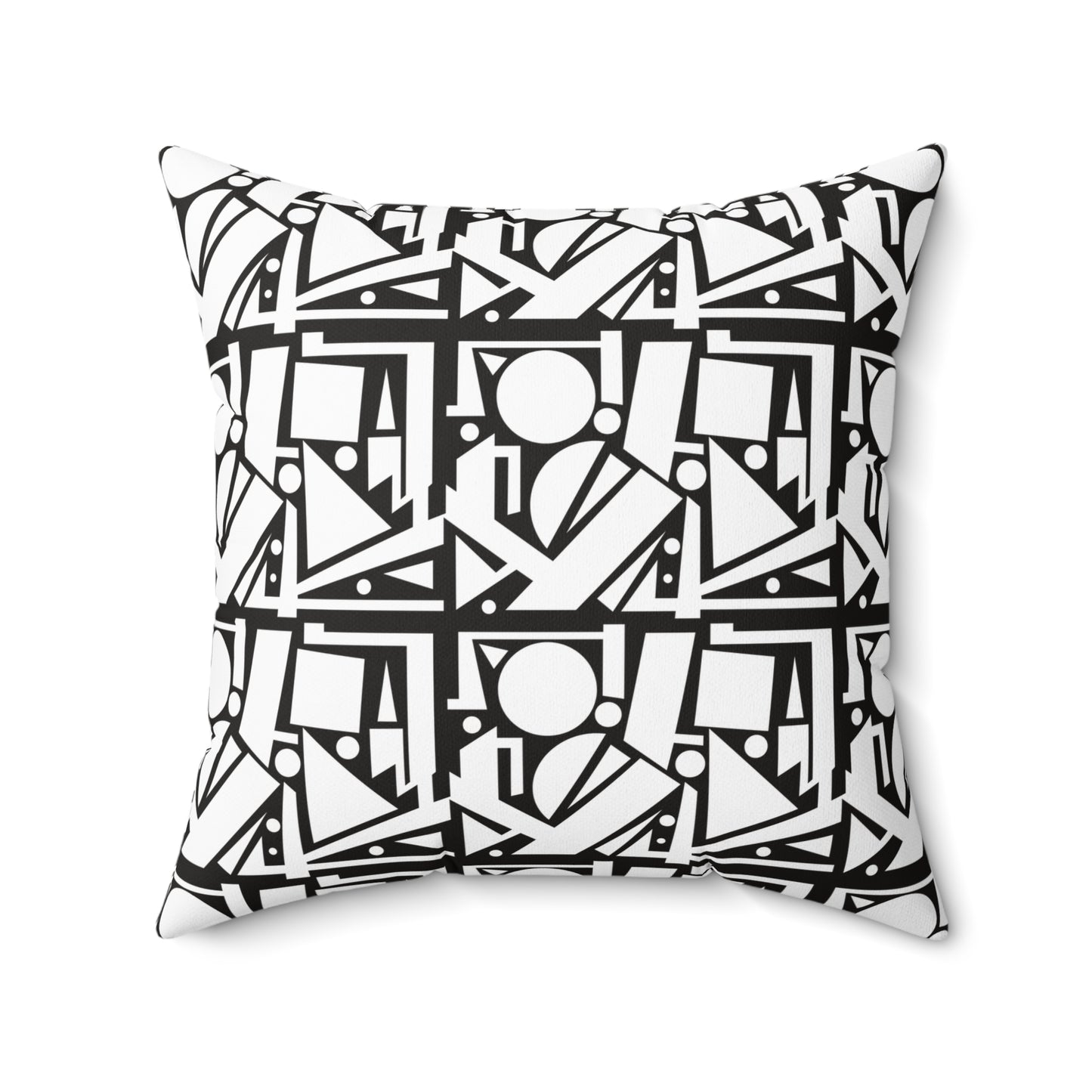 Modern Geometric Shapes Pillow White and Black Square Pattern, Home Decor Accent