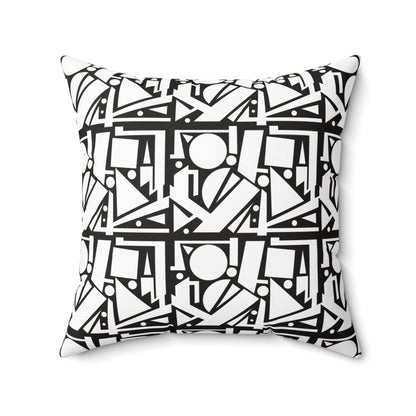 Modern Geometric Shapes Pillow White and Black Square Pattern, Home Decor Accent
