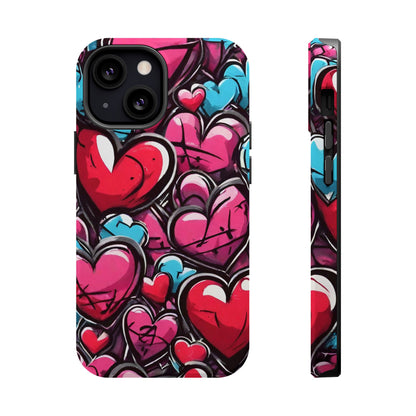 Express your Unique Style with our Graffiti Hearts Valentine's Day Phone Case - Compatible with iPhone 15, 14, and 13 | Magsafe Phone Case