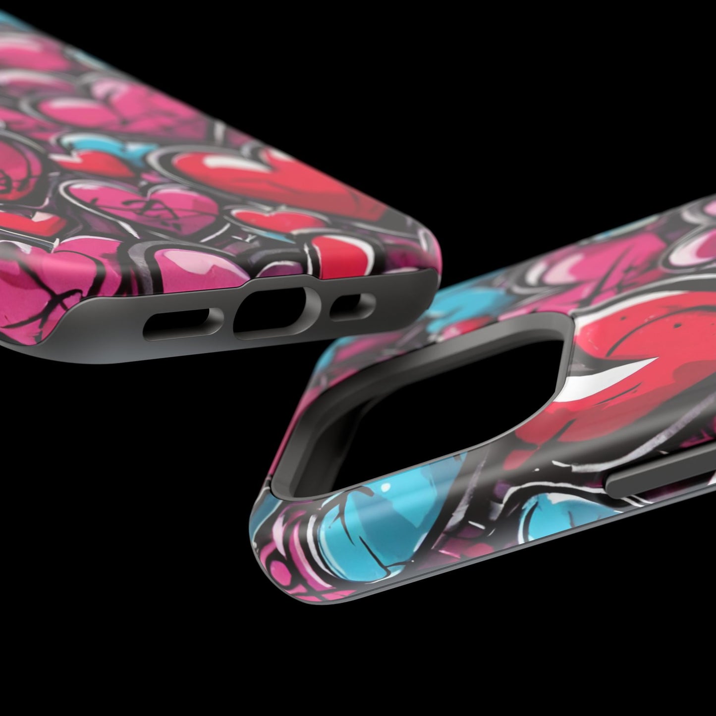 Express your Unique Style with our Graffiti Hearts Valentine's Day Phone Case - Compatible with iPhone 15, 14, and 13 | Magsafe Phone Case