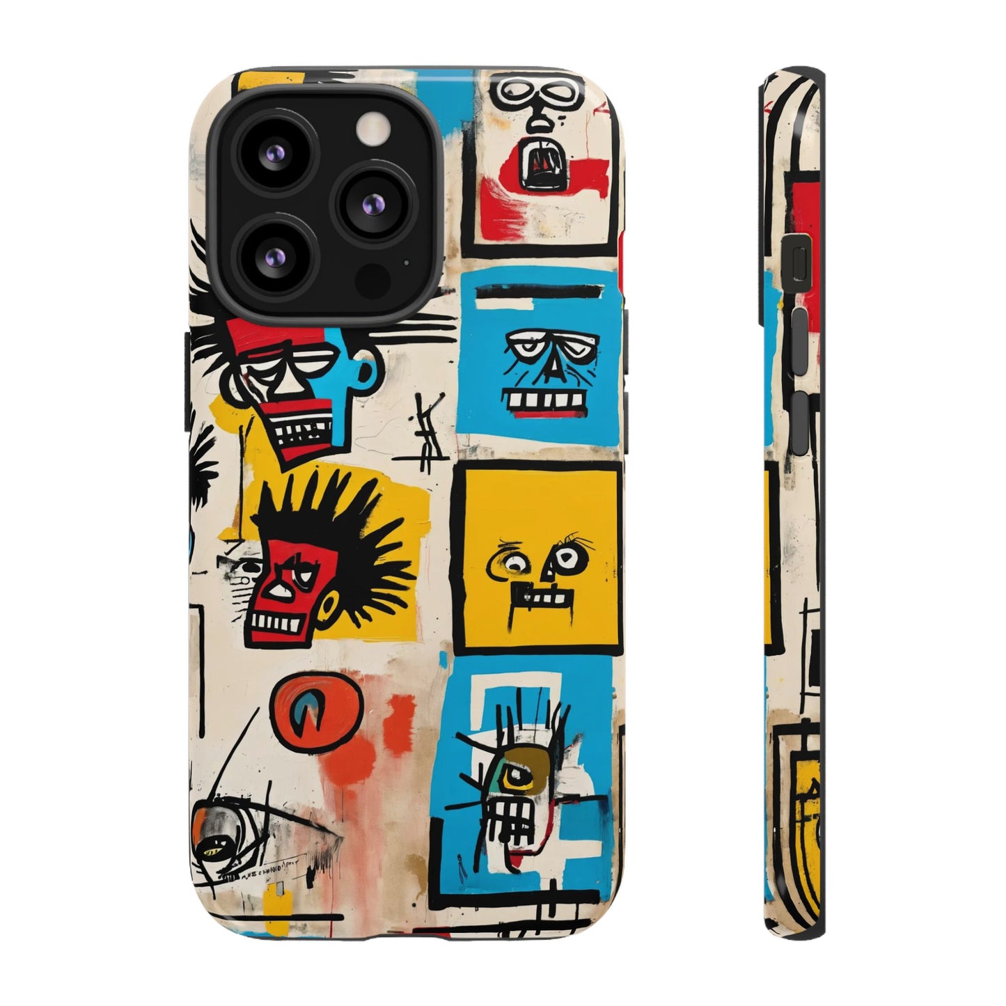 Unique Basquiat-Inspired Phone Case - Colorful Art Graffiti Cover for iPhone 15-11 & Samsung 24-10