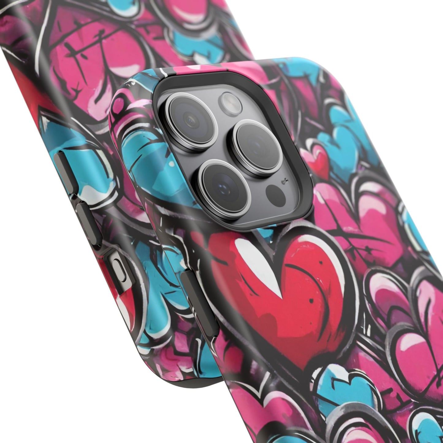 Express your Unique Style with our Graffiti Hearts Valentine's Day Phone Case - Compatible with iPhone 15, 14, and 13 | Magsafe Phone Case